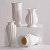 Shumen Blanco Nórdico Boca Grande Simple Cerámica Decorativo Jarrón para Flores Secas Flores Acuáticas Sala de Estar Arreglos Florales Decoración de Escritorio