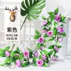 Simulação Rosa Rattan Parede Pendurado Flor De Seda 45 Decorativo Flor De Cerejeira Rattan Flor Falsa Teto Simulação Planta Flor Rattan