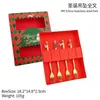 S Regalo de Navidad juego de cucharas de acero inoxidable lindo colgante cuchara de postre cuchara de café tenedor de fruta cuchara caja de regalo