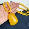 Colgante de Cera de Abeja Antigua Gota de Agua Cuadrado Jade Aceite de Pollo Ámbar Ámbar Cadena para Suéter de Hombre y Mujer Collar Original