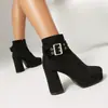 2026 Nuevo Modelo Comercio Exterior Tacón Grueso Estampado de Leopardo Sexy Botas Martin Botines Botas para Mujer Europeas y Americanas con Plataforma Impermeable Tallas Grandes Botas para Mujer