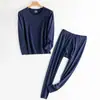 Traje de ropa interior térmica de terciopelo para hombre, fino, engrosado, forrado de polar, a prueba de frío, sin costuras, talla grande, ropa interior larga