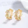 Brincos de Flor de Renda Vazada em Prata 925, Brincos Leves de Luxo de Alta Qualidade para Mulheres, Joias de Nicho Pequenas Estilo Chanel, Presilhas de Orelha com Zircônia