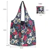 Bolsa de Tote de Compras Floral Grande de 190t en Stock de Gran Venta, Bolsa de Poliéster al por Mayor, Bolsa Plegable, Bolsa de Regalo Promocional