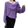 Suéter de Punto Pullover con Lazo Tridimensional de Nuevo Diseño Invernal Transfronterizo para Mujer, Moderno y Elegante, Suéter Holgado y Suave