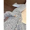 Design Estilo Coreano com Estampa de Leopardo de Alta Qualidade, Pijama Puro Desejo para Mulheres, Conjunto de Cardigã e Roupa de Casa de Tamanho Grande para Primavera e Outono