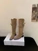 Botas de montaria retrô estilo coreano com salto grosso e bico quadrado com fivela para mulheres, novo modelo 2026, botas altas justas e versáteis acima do joelho
