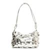 Bolsa de lantejoulas feminina 2024 primavera nova moda corrente simples crossbody bolsa casual crescente bolsa casual bolsa