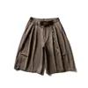 Yidao Vintage 2026 Verão Novo Xadrez Retro Americano Calça Cropped Casual Solta Decorativa