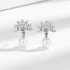 Pendientes de moda transfronteriza para mujer, aretes sencillos de cobre con incrustaciones de circonita y perlas, aretes de diseño de alta gama para mujer, venta al por mayor