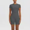 Conjunto de ropa de yoga y running para exteriores, estilo europeo y americano, transpirable, de manga corta, cintura alta, corte ajustado