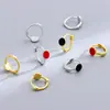 Brincos Pequenos Redondos de Prata Esterlina S925, Moda Simples Japonesa e Coreana, Elegantes, Pequenos, Delicados, Brincos Geométricos Personalizados