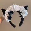 Diadema de Felpa con Estampado de Leopardo Rosa y Moño de Gatito para Mujer, Diadema Linda Versátil para Lavarse la Cara, Pasador, Tocado de Corona Alta