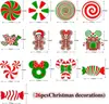 Decoración de Árbol de Navidad Adorno de Paleta de Caramelo de Madera Bastón de Caramelo Colgante Mickey Mouse Pan de Jengibre Navidad