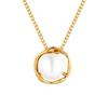 Collar Minimalista de Acero de Titanio Japonés y Coreano 14k Colgante de Perla de Agua Dulce Collar de Mujer Verano Venta al por Mayor Transfronterizo Lujo Ligero