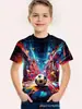 Padrão de Competição Esportiva Impressão 3D Transfronteiriço Novo Estilo Pulôver Casual para Meninos Camiseta de Manga Curta com Gola Redonda Venda Direta da Fábrica