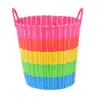 Cesta de Lavandería Tejida de Plástico, Cesta de Almacenamiento, Cesta de Juguetes, Cesta para Ropa Sucia, Cesta de Lavandería para el Hogar, Cesta Tejida tipo Ratán