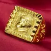 Joyería de Oro Arena, Anillos para Hombres de Mediana Edad y Mayores Que No Se Desvanecen Durante Mucho Tiempo, Retratos de Carácter Elegantes y Grandiosos, Anillos al por Mayor