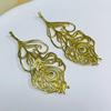 Serie de plantas de plumas de hoja de bricolaje, colgante de cobre fundido con embrión de cobre y latón, colgante para ropa, pendientes, diadema