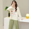 Pijama nuevo para mujer primavera y otoño, algodón puro, lindo, animado, estilo de dibujos animados, se puede usar afuera, conjunto de ropa para el hogar para mujer