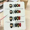 Uñas Wearables Geométricas Hechas a Mano, Elegantes y Blanqueadoras, Uñas Postizas Versátiles, Uñas con Esmalte en Gel, Pegatinas para Uñas de Color Base Negro
