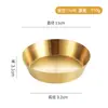 Suministrado Directamente por el Fabricante, Plato de Acero Inoxidable para Kimchi, Plato para Guarnición de Restaurante de Barbacoa Estilo Coreano sin Borde Dorado, Plato para Salsa, Plato para Dip de Condimentos
