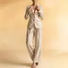 Nueva colección de otoño 2026: Conjuntos de traje para mujer estilo europeo y americano, con elegantes y casuales conjuntos de color liso con cuello en V y manga larga