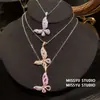Sombra de Mariposa Brillante~Cadena de Clavícula de Mariposa de Zircón con Viento Suave Dulce y Delicada Collar de Lujo Ligero Gama Alta Venta al por Mayor