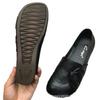 Sapatos de Salto Novo da Primavera e Outono de 2024 Sapatos Femininos de Couro Xadrez Sola Tbottomon Antiderrapante Bico Redondo Sapatos Baixos Sapatos Femininos Mãe