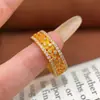 Anillo de Paz Dorado con Forma de Espiga para Mujer, Simple y de Alta Gama, Lleno de Diamantes y Circonitas, Anillo para el Dedo Índice, Moderno, de Nicho, Anillo Creativo