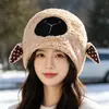 2026 Nuevo Estilo Dulce y Lindo Gorro de Lana de Cordero para Niñas, Gorro Cálido de Lana de Cordero para Orejas en Otoño e Invierno, Versátil