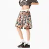 Shorts Grafite Pintura a Óleo Retro Americano, Calça de Cinco Pontos Jacquard Solta da Moda Unissex para o Verão, Shorts Casuais de Praia