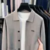 Cardigan de malha masculino estilo live broadcast 2026 Outono/Inverno Cruzamento de fronteira Novo Estilo Gola Lapela Casual de Negócios Casaco Suéter Masculino