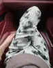 Pantalones Anchos de Seda Helada Estilo Tinta Impresa Estilo Chino para Mujer, Verano Cintura Alta Adelgazantes Pantalones Yamamoto, Holgados Rectos Casuales para Caminar