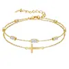 Amazon Comercio Exterior Pulsera Cruz de Circonita Geométrica Estilo Versátil Casual de Moda Cadena de Muñeca en Capas de 12 Piedras de Nacimiento