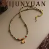 Acessórios de Colar de Elefante em Pedra Natural Zircônia Microcravejada Exquisita Retrô Corrente de Clavícula com Contas de Luxo Acessível de Nicho de Alta Qualidade para Mulheres
