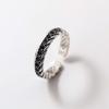 Anillo trenzado tejido de nuevo estilo, moderno elegante, plateado en plata 925, circón blanco y negro, para combinar con todo, anillo de alta gama al por mayor