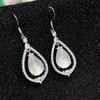 Atacado Natural High Ice Chalcedony Brincos Prata Banhado Verde Esmeralda Cor Chalcedony Brincos Moda Atacado