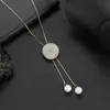 Collar de Acero de Titanio Desplegable que No se Desvanece para Mujer, Estilo Coreano Otoño e Invierno Cadena Clásica para Suéter, Colgante Largo de Alto Gama para Ropa