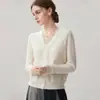 Cárdigan de punto patchwork de encaje y cachemira estilo francés para mujer, versión otoño e invierno, suéter elegante con flecos, camisa básica juvenil
