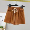 Pantalones Cortos de Algodón Piqué para Mujer Nuevo Estilo de Verano Versátiles Sueltos Adelgazantes de Pierna Ancha para Usar Afuera Color Sólido Pantalones Deportivos Casuales