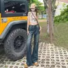Jeans de Cintura Alta Vintage Ins Pierna Ancha Ajustados para Mujer 2023 Nuevos Estilo Americano Chica Popular Ajustados Ajustados Pantalones Acampanados