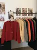 Suéter de punto coreano estilo caramelo para otoño e invierno, cuello redondo, prenda exterior corta, capa interior y top para mujer