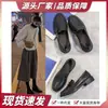 Sapatos Femininos de Couro Estilo Britânico Preto com Bico Redondo e Salto Grosso, Sapatilhas Versáteis Estilo Britânico, Couro Macio Retrô, Design Simples, Novo Modelo 2026