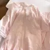 Pijama Suave y Lindo Estilo Princesa Rosa para Mujer, Manga Corta, Pantalón Corto, Cárdigan, Conjunto de Dos Piezas, Ropa para el Hogar de Dormitorio de Adolescentes