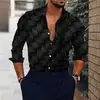 Camisas Nuevas para Hombre de Venta Caliente de Exportación Europea y Americana Transfronteriza, Tops de Manga Larga con Cuello de Moda Estampado Digital 3D Fresco