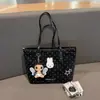 Bolsa Feminina de Grande Capacidade com Bolinhas, Estilo Coreano, Tote Diária de Nicho, Moda para o Trabalho, Bolsa de Ombro Bonita e Casual