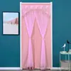 Cortina de Puerta Mosquitera para Entrada de Baño en Stock, Cortina Divisoria con Barra Telescópica sin Taladro, Cortina Visillo de Encaje, Cortina de Puerta para Dormitorio