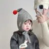 Chapéus de Lã Tricotados de Inverno e Outono Estilo Coreano Ins com Letras para Meninos e Meninas Chapéus Pulôver Quentes de Inverno para Bebês Tendência