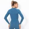 Gran Venta Celebridad de Internet Tejido sin Costuras Sexy Color Puro Top de Manga Larga Ropa de Yoga para Mujer Deportes Running Fitness Camiseta Transpirable